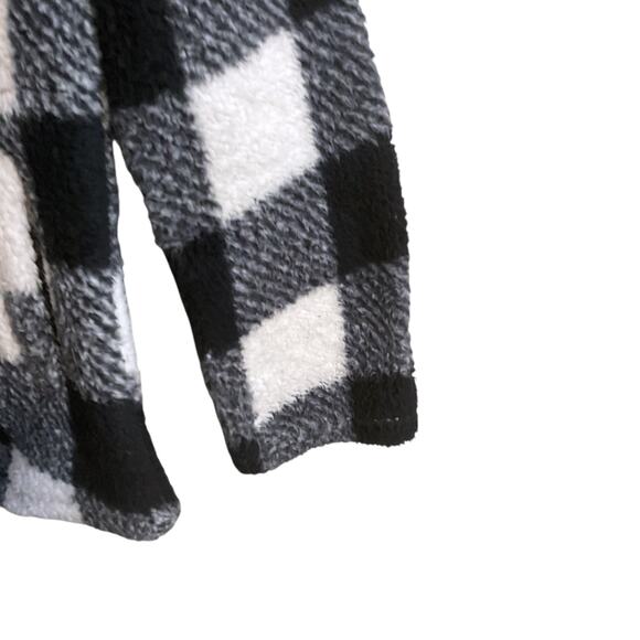 Victory Outfitters Size M 1/4 Zip Black White Buffalo Plaid Fleece Pullover Top - Picture 6 of 12